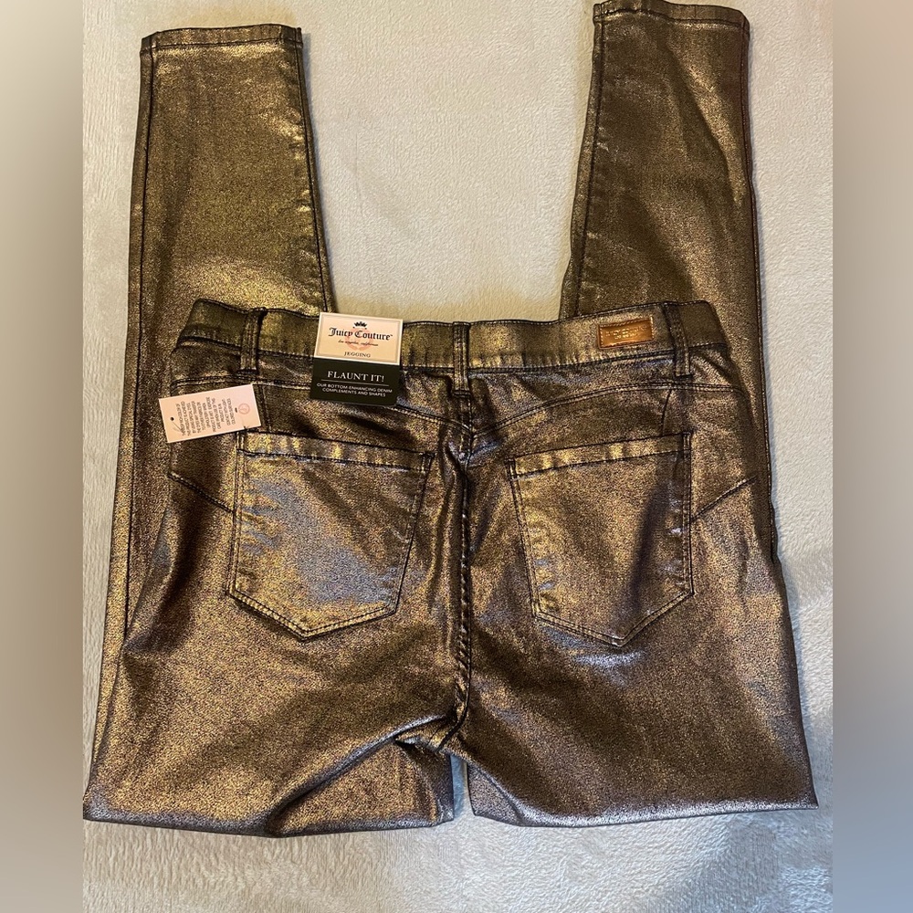 Juicy Couture Rose Gold Mid Rise Pull On Jeggings Womens 12 New - Picture 5 of 8